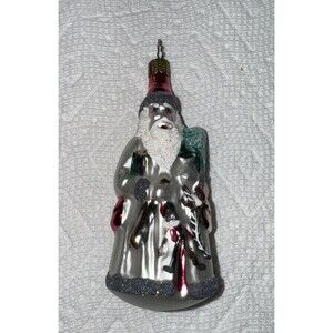 Vintage 3” Santa Claus Form Glass Multicolored Christmas Tree Hanging Ornament